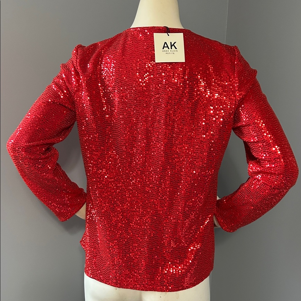 NWT Anne Klein Red Sequin Jacket - Picture 6 of 16